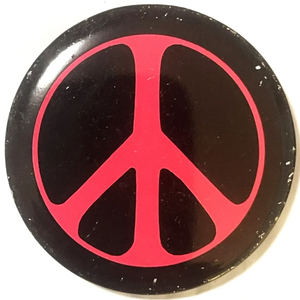 Vintage 1960s USA Neon Peace Pin Pinback, Civil Rights, Vietnam War Americana!