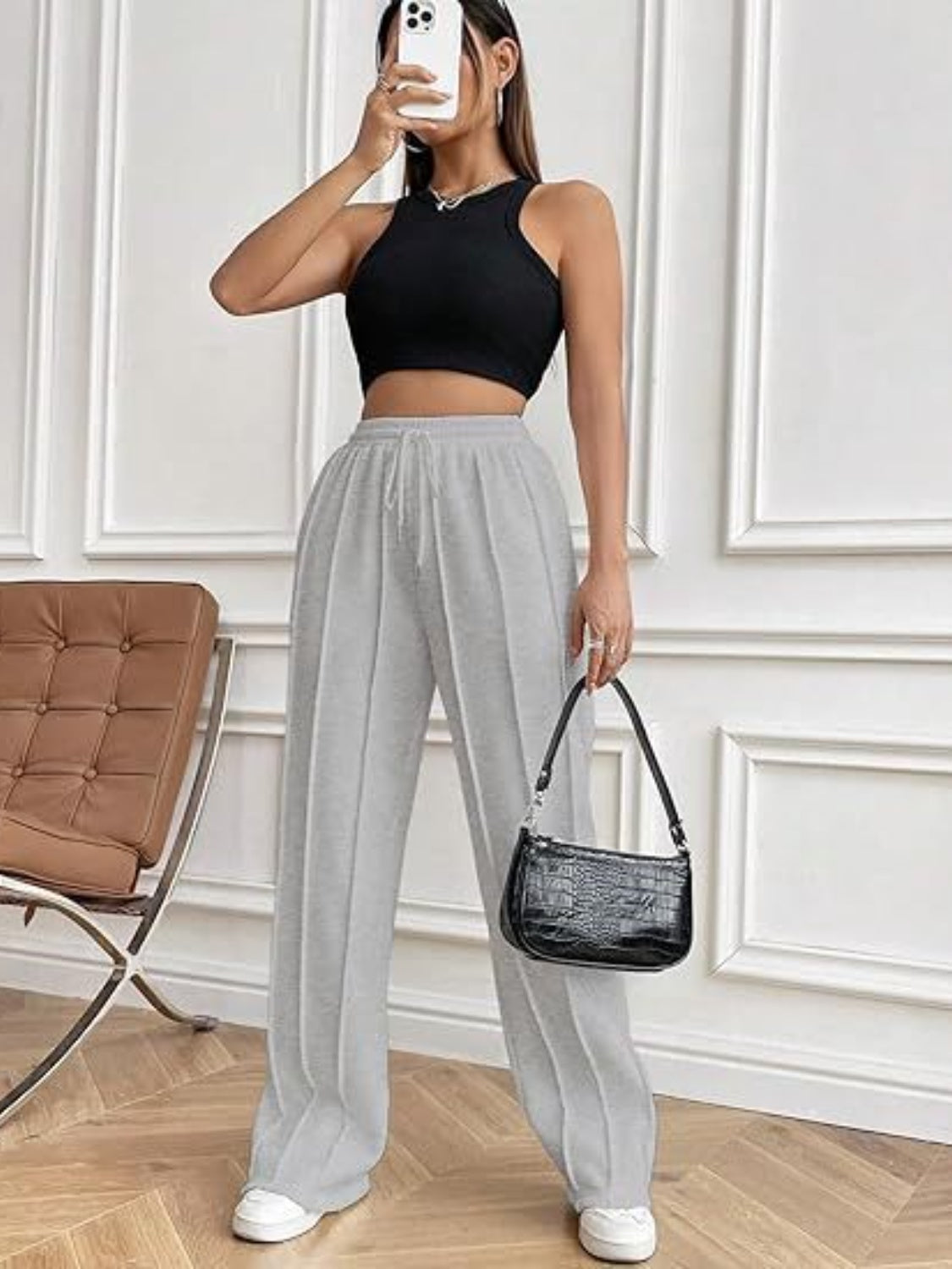 Drawstring Wide Leg Pants with Pockets - T - 5 COLORS -