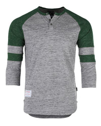 Thumbnail for Men's 3/4 Sleeve GREEN Baseball Football College Raglan Henley Athletic T-Shirt - 2 COLOR COMBOS -