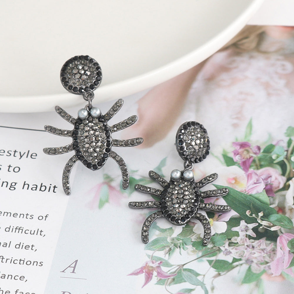 Spider Rhinestone Alloy Earrings - T - 2 COLORS -