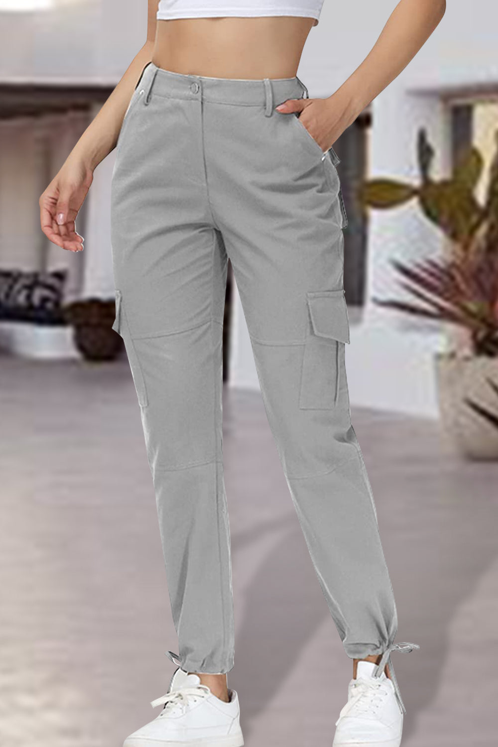 Full Size High Waist Pants with Pockets - T - 3 COLORS -