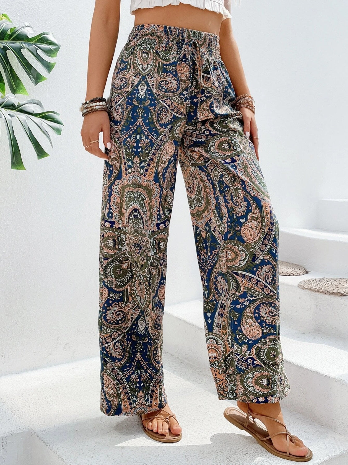 Printed Wide Leg Pants - Beach or Everyday - T - 5 COLORS -