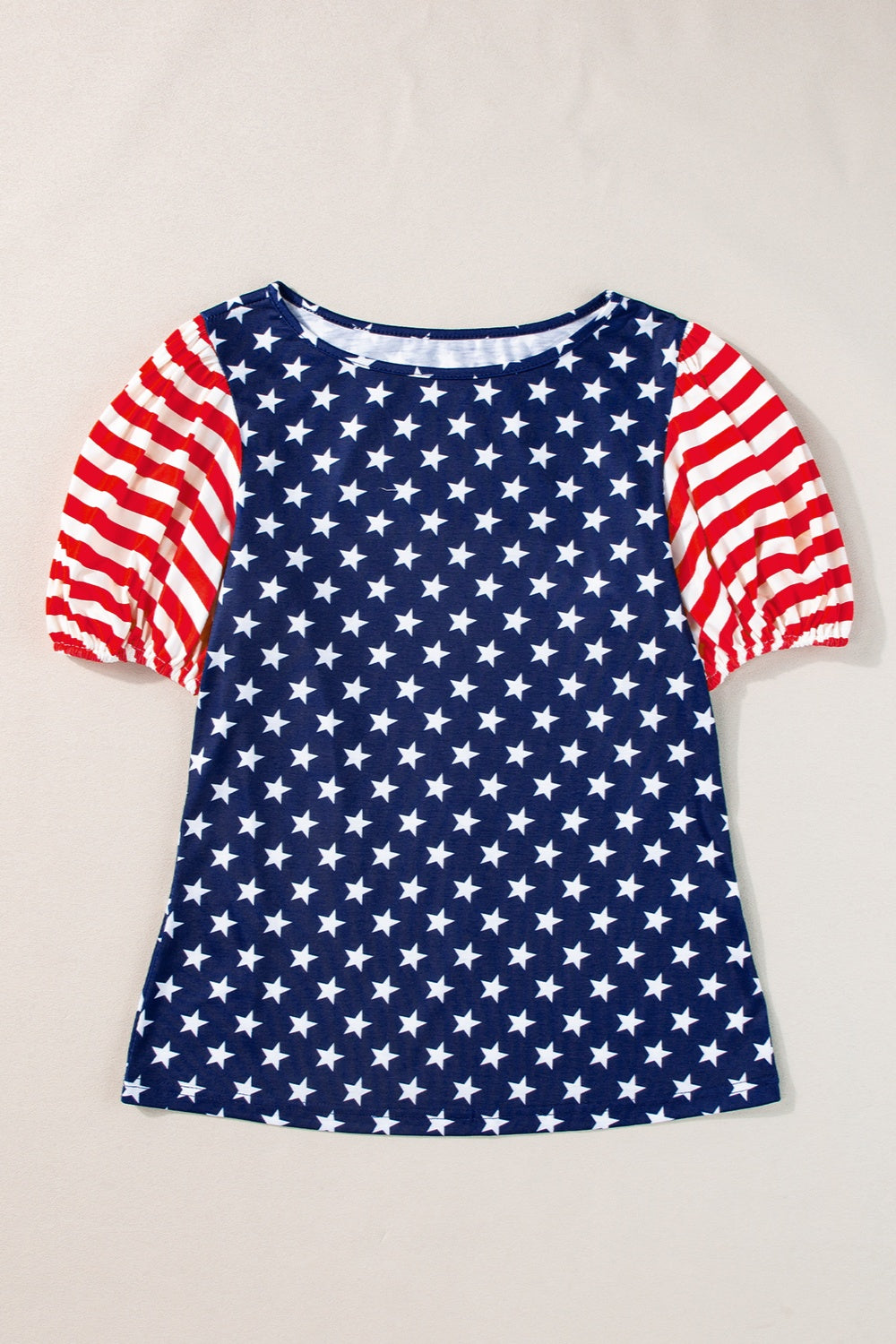 Stars and Stripes Round Neck Short Sleeve Top - T - 1 COLOR -