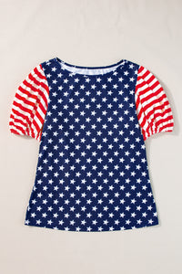 Thumbnail for Stars and Stripes Round Neck Short Sleeve Top - T - 1 COLOR -