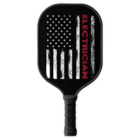 Thumbnail for American Flag With Words Electrician Pickleball Paddle - 2 GRIP COLORS -