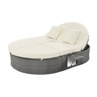 Thumbnail for Outdoor Sun Bed Patio 2-Person Daybed With Cushions and Pillows, Rattan Garden Reclining Chaise Lounge With Adjustable B