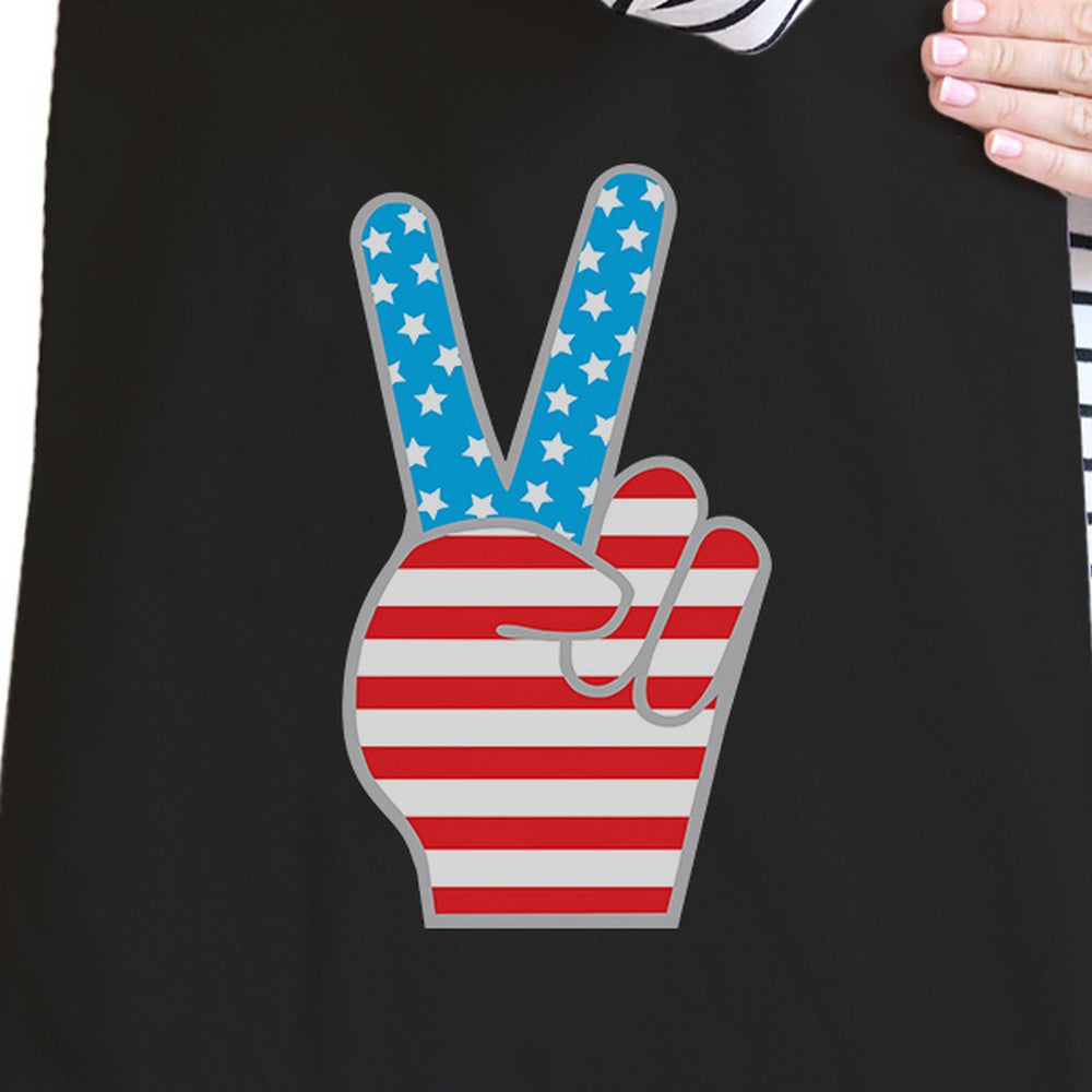 Peace American Flag Canvas Tote Unique Peace Sign Tote Bag -