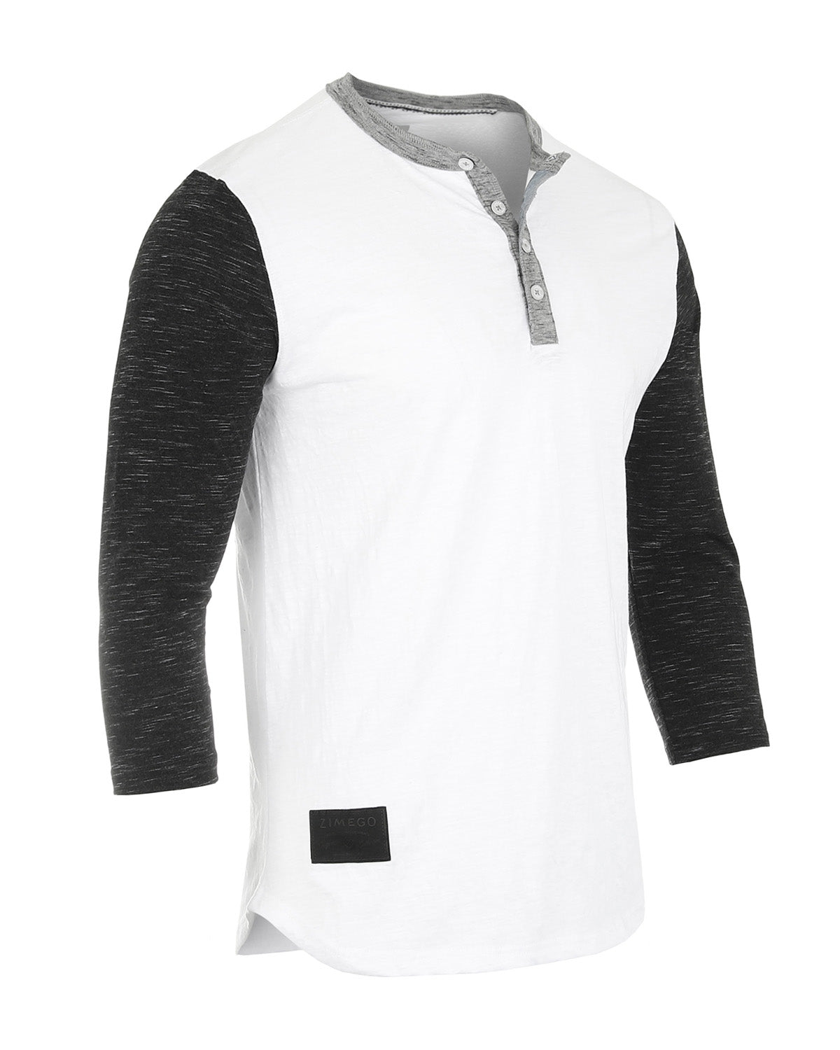 Men's 3/4 Sleeve Black / White Baseball Henley – Casual Athletic Button Crewneck Shirt - 2 COLOR COMBOS -