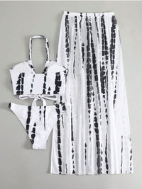 Thumbnail for Printed Halter Neck Three-Piece Swim Set - 3 PCS. - T - 6 COLORS -