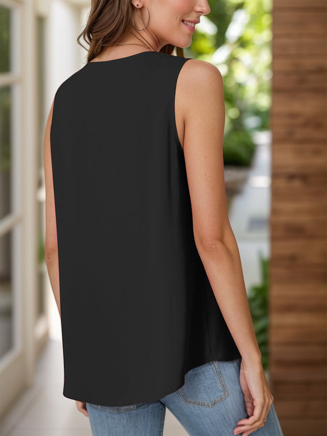 Full Size Ruched V-Neck Tank - SIZES S THRU 3XL - T - 12 COLORS -