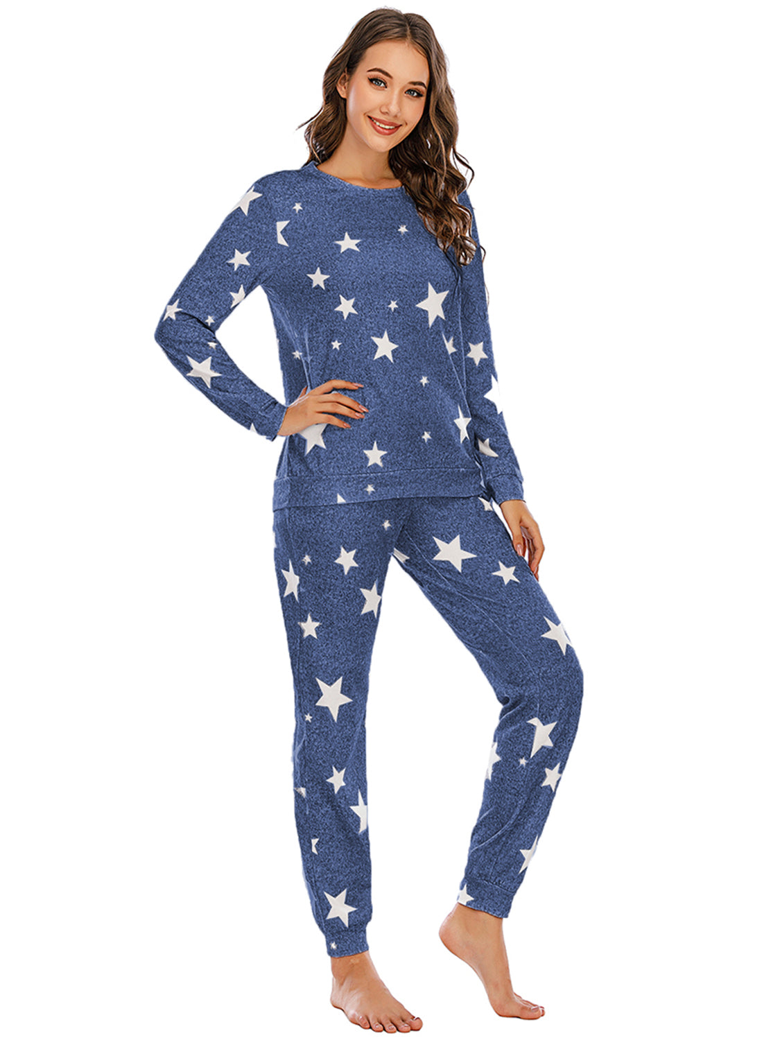 Star Top and Pants Lounge Set - 2 PCS. - T - 4 COLORS -