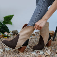 Thumbnail for Suede Square Toe Block Heel Boots - T - 4 COLORS -