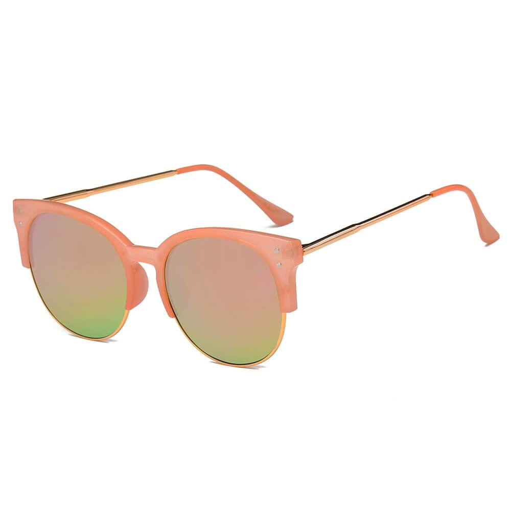 Cramilo - ABANDA |  Round Mirrored Flat Lens Half Frame Sunglasses Circle - 4 COLORS -