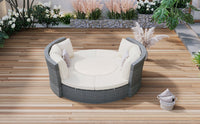 Thumbnail for Patio 5-Piece Round Rattan Sectional Sofa Set All-Weather PE Wicker Sunbed Daybed With Round Liftable Table and Washable