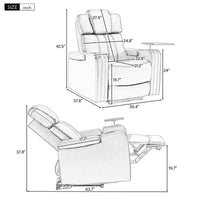 Thumbnail for PU Leather Power Recliner Individual Seat Home Theater Recliner With Cooling Cup Holder, Bluetooth Speaker, LED Lights,