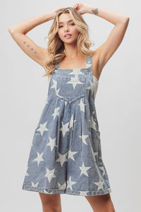 Thumbnail for BiBi Star Washed Sleeveless Denim Shortalls - T - 1 COLOR -