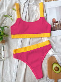 Thumbnail for Contrast Scoop Neck Wide Strap Two-Piece Swim Set - T - 5 COLORS -