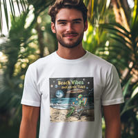 Thumbnail for Beach VIbes and Cosmic Tides T-Shirt, Alien Tee, Beach T-Shirt - 2 COLORS -