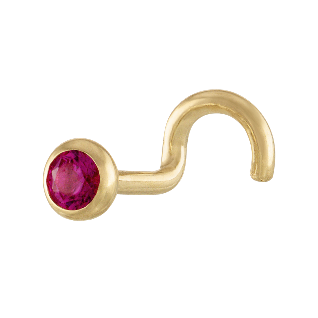 Zahav - 10K Solid Gold Nose Ring With Ruby Red CZ -