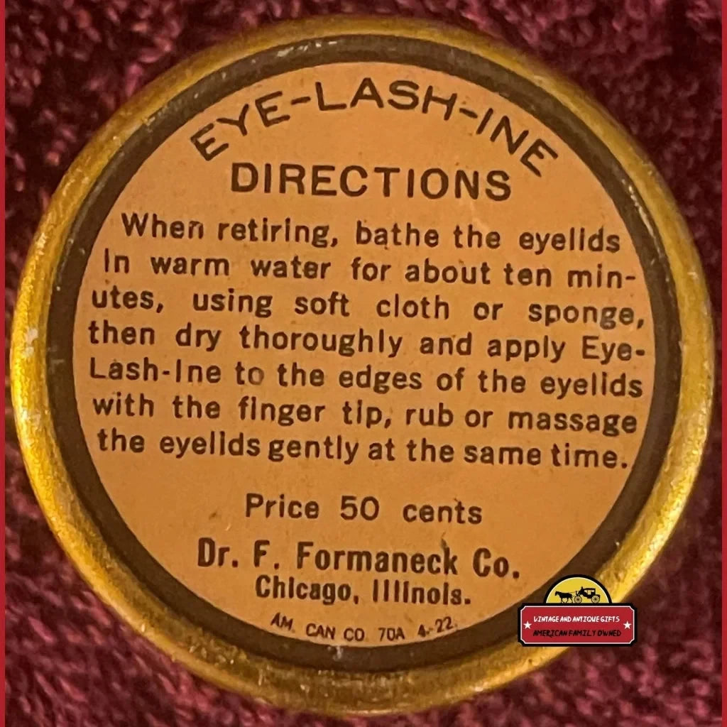 1916 Antique Eye - Lash - Ine Eyelash Remedy Tin, Chicago, Il Beautiful!