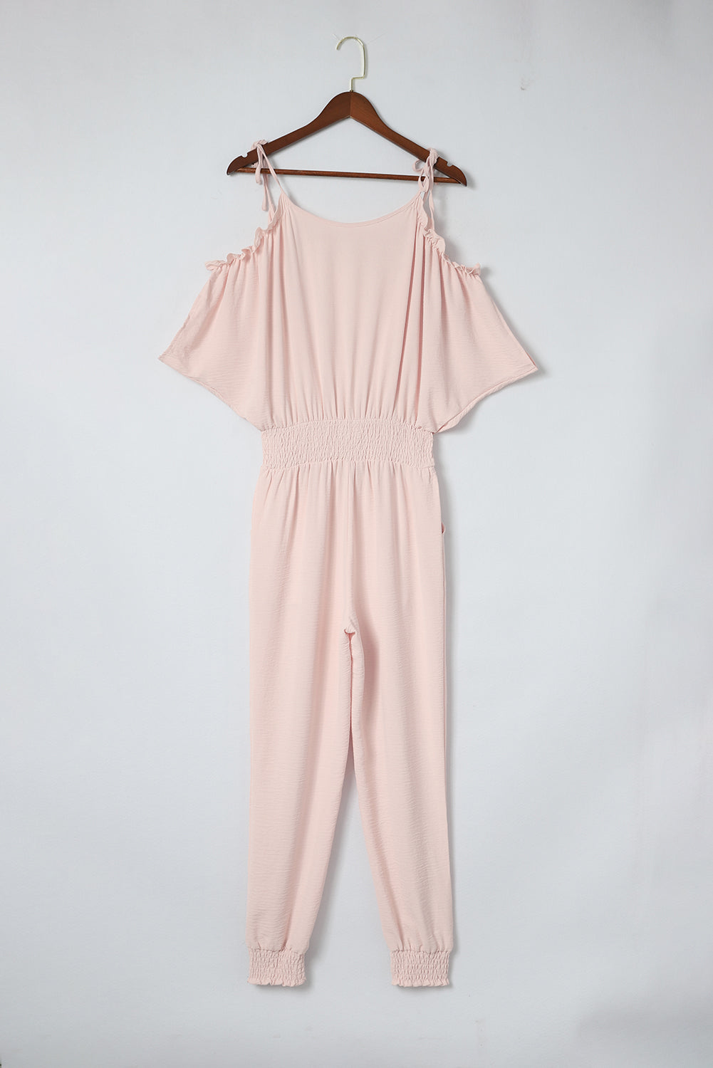 Frill Surplice Cold Shoulder Jumpsuit - T - 1 COLOR -