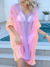 Thumbnail for Openwork Contrast V-Neck Cover-Up - T - 3 COLORS -