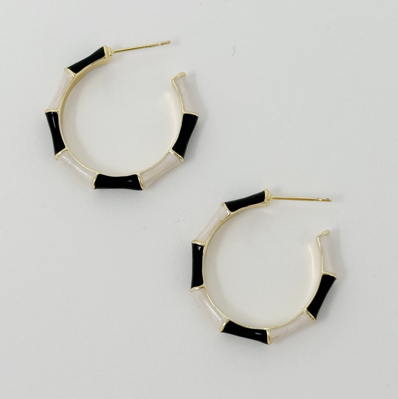 Ellison & Young - Small Color Block Bamboo Hoop Earrings -