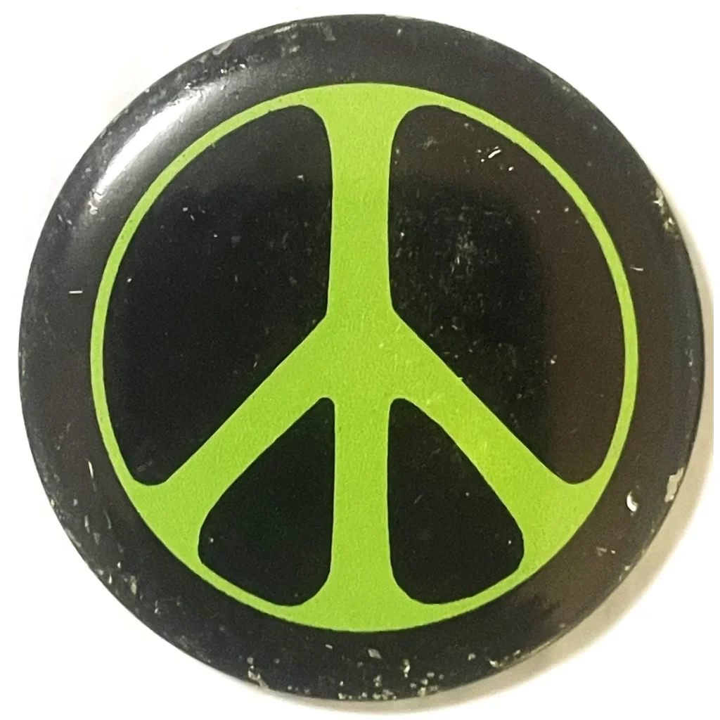 Vintage 1960s USA Neon Peace Pin Pinback, Civil Rights, Vietnam War Americana!