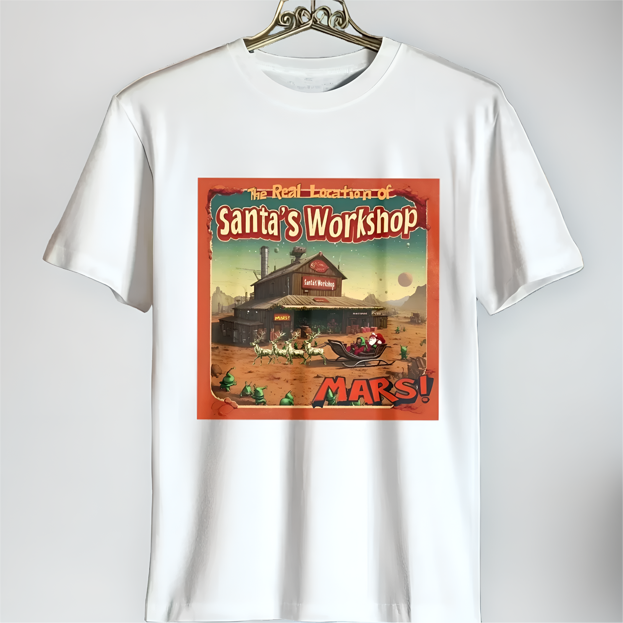 Alien T-Shirt, Santa's Workshop on Mars, Holiday Collection - 2 COLORS -