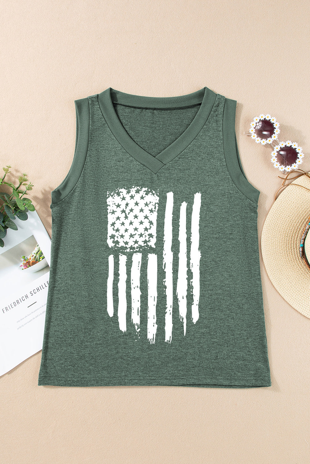 US Flag V-Neck Tank - T - 1 COLOR -