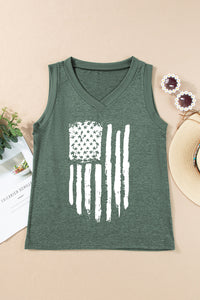 Thumbnail for US Flag V-Neck Tank - T - 1 COLOR -