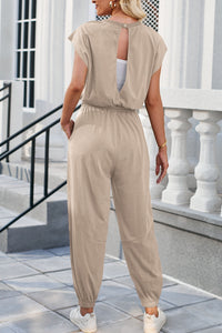 Thumbnail for Round Neck Cap Sleeve Jumpsuit - T - 6 COLORS -