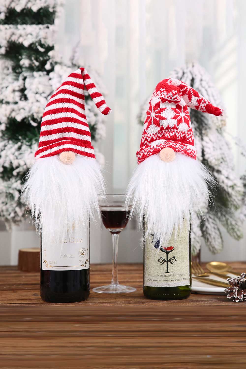 4-Pack Christmas Gnome Wine Bottle Covers - 15" - [5-10 DAY DELIVERY] - 4 PCS. - T -