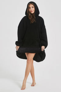 Thumbnail for Lantern Sleeve Oversized Hooded Fuzzy Lounge Dress - 1 LARGE OVERSIZE - T - 2 COLORS -