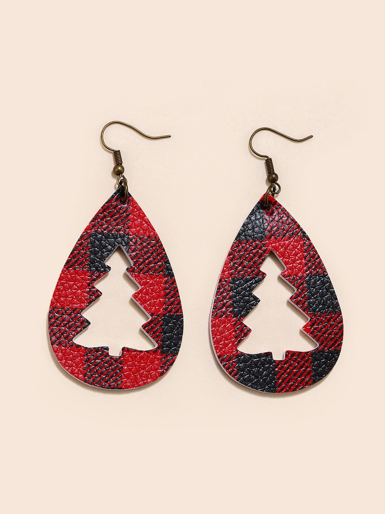 Faux Leather Cutout Christmas Tree Earrings - T - 4 COLORS -