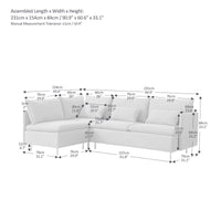 Thumbnail for Modular L-Shaped Corner Sofa, Movable Chaise Facing Left/Right, Beige Cotton-Linen -90.9 Inches