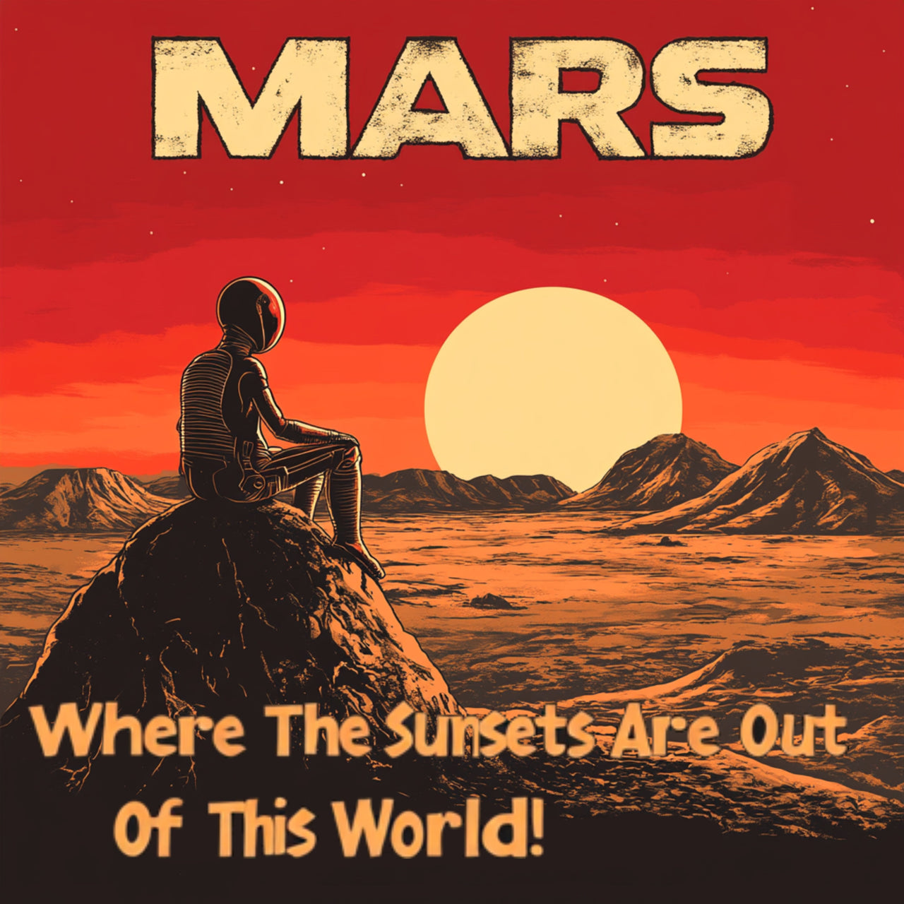 Mars, Where the Sunsets Are Out of This World Alien T-Shirt, Fun Alien Tee - 2 COLORS -