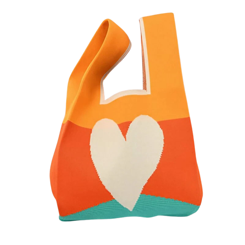 Deluxxie - Heart Design Knitted Tote Bag - 2 COLORS -