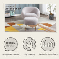 Thumbnail for Modern Comfy Leisure Accent Chair, Teddy Short Plush Particle Velvet Armchair With Ottoman for Living Room