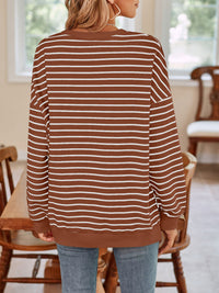 Thumbnail for Striped Round Neck Long Sleeve Sweatshirt - T - 6 COLORS -