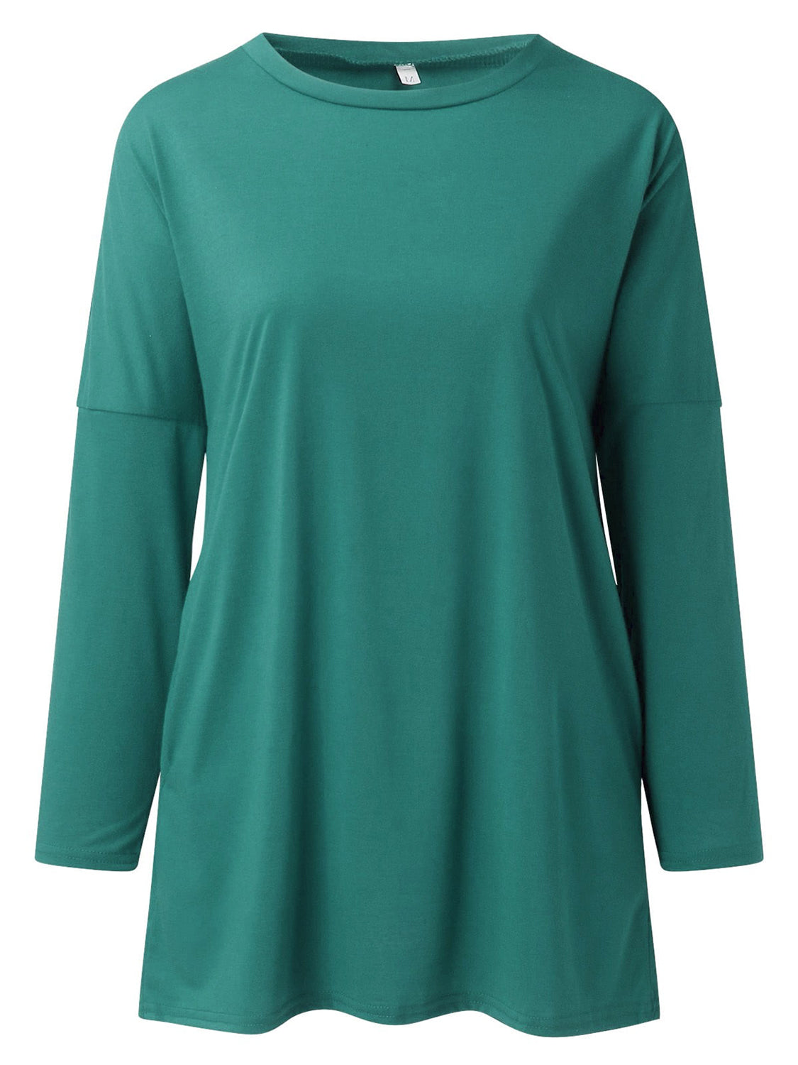 Full Size Round Neck Drapey Long Sleeve T-Shirt - SIZES S THRU 3XL - T - 6 COLORS -