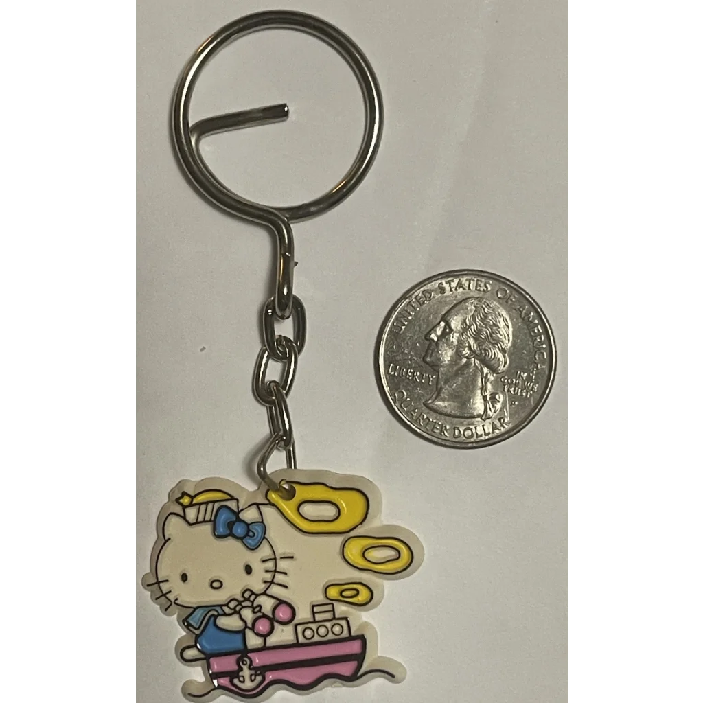 Rare 1976-1985 Hello Kitty Keychain, Unique Image and With Blue Bow!