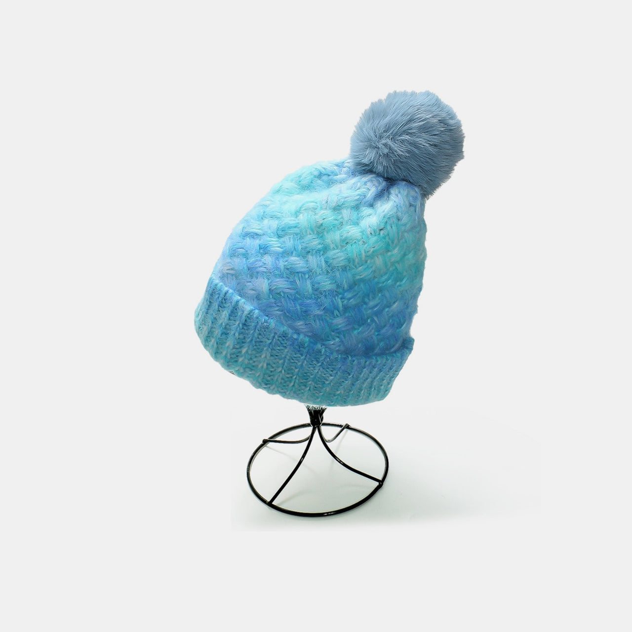 Gradient Knit Hat with Pompom - T - 6 COLORS -