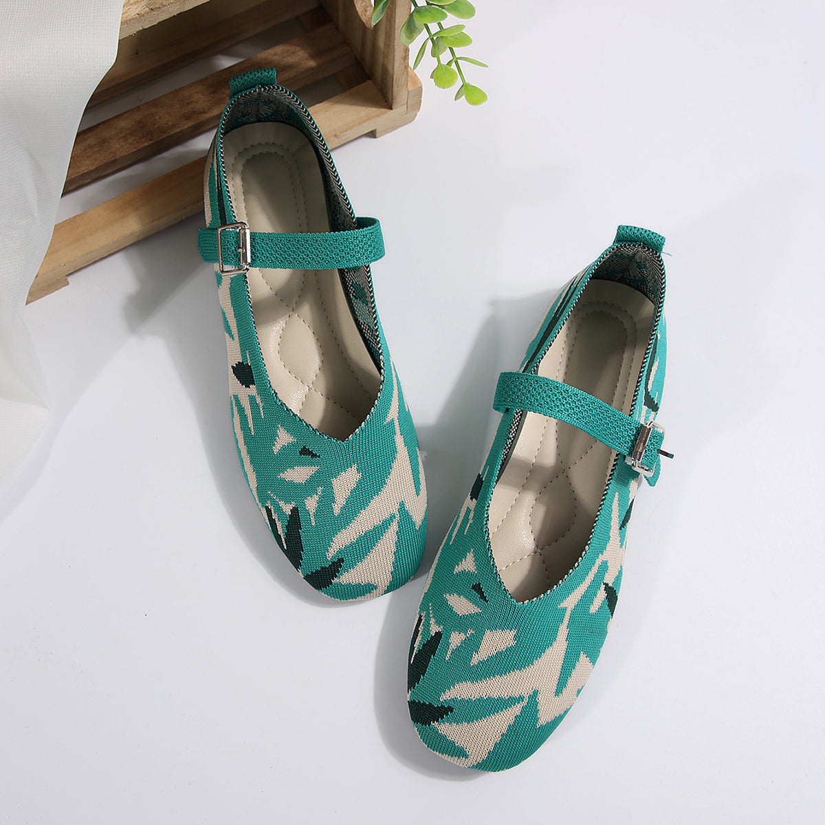 Printed Round Toe Flat Slip-Ons - T - 2 COLORS -