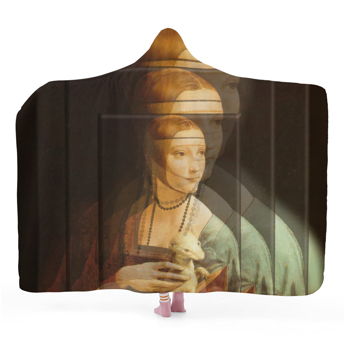 OOTO - LEONARDO DAVINCI Lady with an Ermine - SF_F15 Hooded Blanket - 2 SIZES -