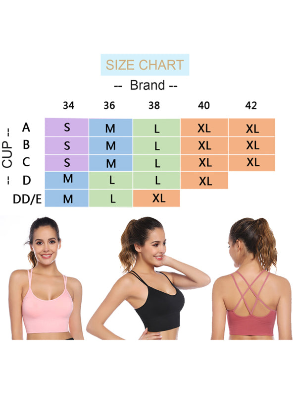 3 Pack Women's Sports Bra Padded Crisscross Yoga Bra Seamless Medium-Impact Fitness Activewear - 3 PCS. - KR - 10 COLOR COMBOS PER SET OF 3 -