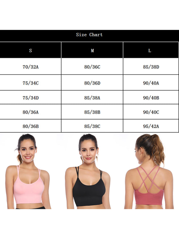 3 Pack Women's Sports Bra Padded Crisscross Yoga Bra Seamless Medium-Impact Fitness Activewear - 3 PCS. - KR - 10 COLOR COMBOS PER SET OF 3 -