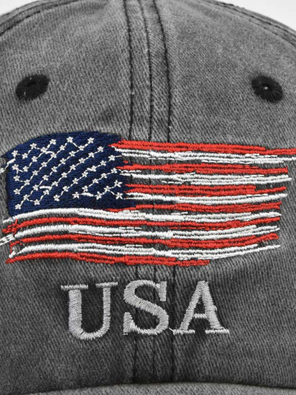 American Flag embroidered letters simple unisex peaked hat - K - 4 COLORS -