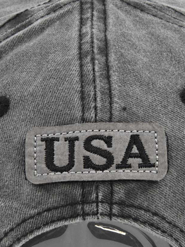 American Flag embroidered letters simple unisex peaked hat - K - 4 COLORS -