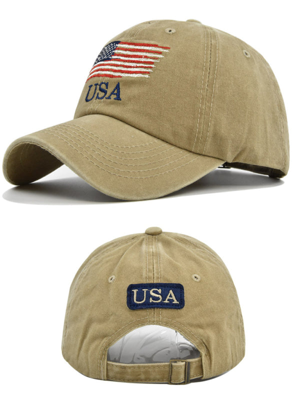 American Flag embroidered letters simple unisex peaked hat - K - 4 COLORS -